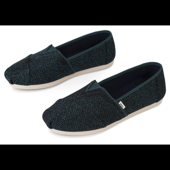 Emerald Glitter Toms NWOT - Picture 2 of 3